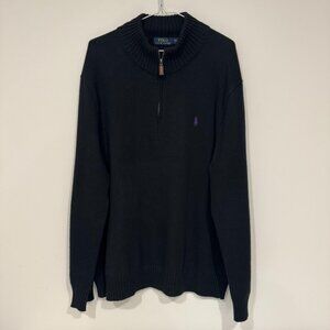 Polo Ralph Lauren Mens Knit 1/4 Zip Pullover Sweater Size 2XL Black
